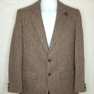 Vintage Harris Tweed Light Brown Wool Double Button Jacket Blazer (LRG 42)